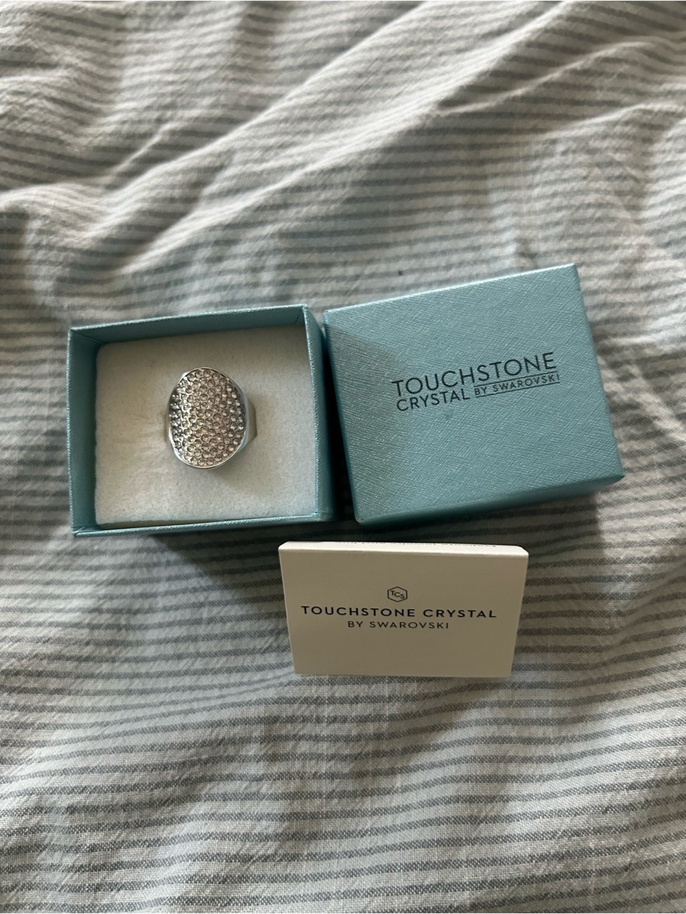 Swarovski Silver Crystal Pavé Oval Ring Size 7